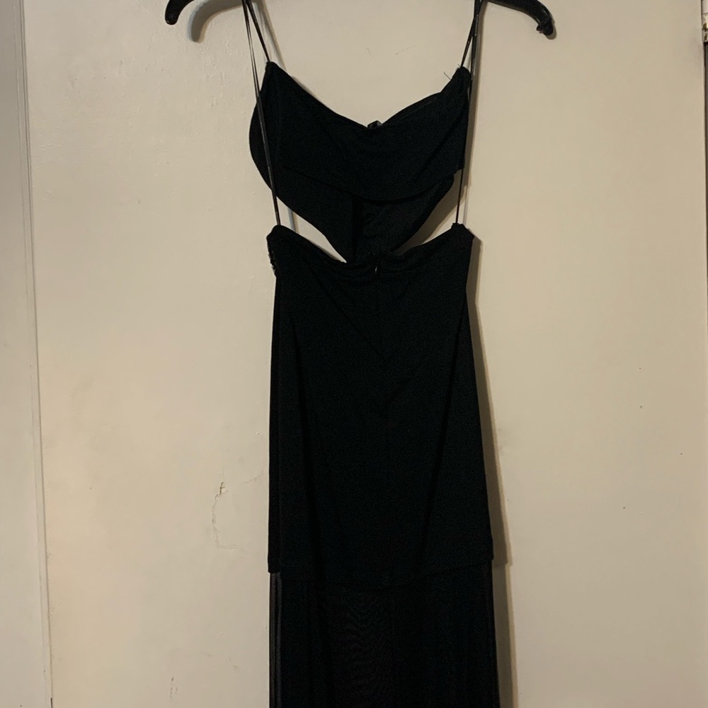 ⭐️Black Cut Out Beaded Strapless Maxi Dress Mermaid Mesh S NWT - Picture 6 of 8